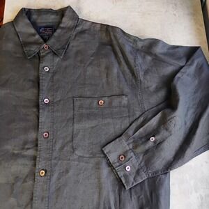Indigo Palms Tommy Bahama Black Linen Long Sleeve Shirt Men's Size Large